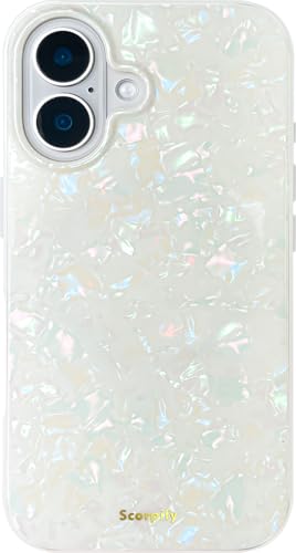 SCORPIFY für iPhone 16 Plus hülle mit Buntem, schillerndem Perlen Design [kompatibel mit Magnetic], süße magnetische Handy Schutzhülle mit Perlmutt Muschel Muster für Frauen, Mädchen und Männer von SCORPIFY
