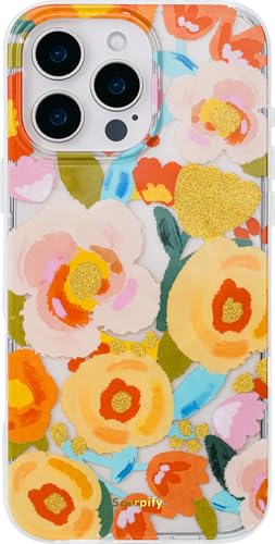 SCORPIFY für iPhone 16 Pro hülle mit Heronsbill Blumen Design [kompatibel mit Magnetic], süße magnetische Telefonabdeckung mit Blumen Motiv und goldenen Akzenten für Frauen und Mädchen von SCORPIFY