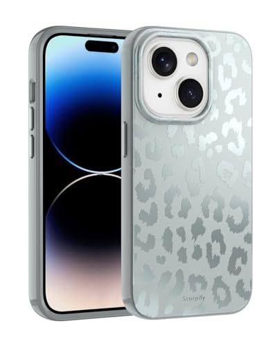 SCORPIFY für iPhone 15 Hülle [Kompatibel mit Magnetic] mit mattem Nebel Leoparden Geparden Druck Design, niedliche Handyhülle für Frauen und Mädchen, Blaue neutrale Ästhetik, schlanker Bumper von SCORPIFY