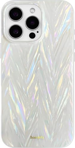 SCORPIFY für iPhone 16 Pro Hülle mit Buntem Perlen Aurora Rücken Design [Kompatibel mit Magnetic], süße magnetische Handyhülle für Frauen, Mädchen und Männer, Bumper mit Perlmutt Muschel Muster von SCORPIFY