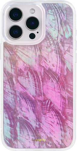 SCORPIFY für iPhone 16 Pro Max Hülle mit echtem rosa Perlmutt Design und Muschel Muster [Kompatibel mit Magnetic], süße magnetische Handy Schutzhülle für Frauen und Mädchen von SCORPIFY