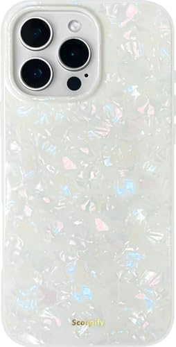 SCORPIFY für iPhone 16 Pro Max hülle mit Buntem, schillerndem Perlen Design [kompatibel mit Magnetic], süße magnetische Handy Schutzhülle mit Perlmutt Muschel Muster für Frauen, Mädchen und Männer von SCORPIFY