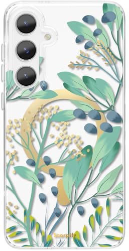 SCORPIFY kompatibel mit Samsung Galaxy S25 Hülle [Kompatibel mit Magnetic] mit Sommer Wiese Blumen Muster, niedliche Blumen Handyhülle mit stilvollen goldenen Akzenten für Frauen und Mädchen von SCORPIFY