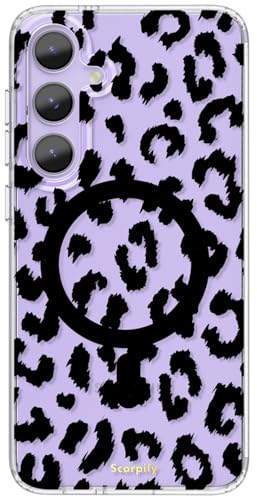 SCORPIFY kompatibel mit Samsung Galaxy S25 Plus Hülle [Kompatibel mit Magnetic] für schwarzes, klares Leoparden Geparden Design, niedliche Handyhülle für Frauen und Mädchen, Bumper von SCORPIFY