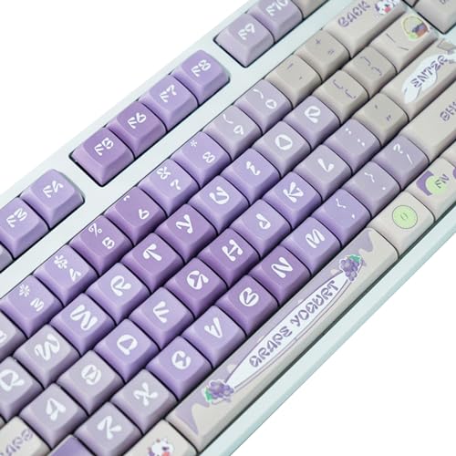 SCUDGOOD XDA Profil Tastenkappen Joghurt Traube Thema PBT Tastenkappe 127 Stück Komplettes Set DyeSublimation Für Mechanische CrossCore Tastaturen Joghurt Traube Thema XDA Tastenkappen 127 Tasten PBT von SCUDGOOD