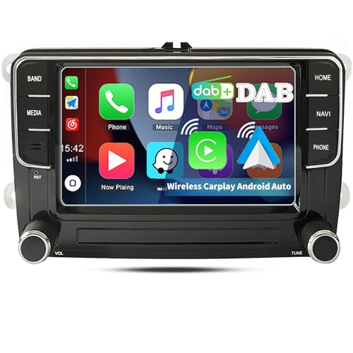 SCUMAXCON Autoradio Wireless Carplay Android Auto mit DAB+ Android 13 8-Kerne 2+32G GPS/NAVI RDS IPS Touchscreen OPS RVC USB für Golf MK5 MK6 Passat Caddy Polo Jetta Tiguan EOS CC Altas(DZT027+DAB) von SCUMAXCON