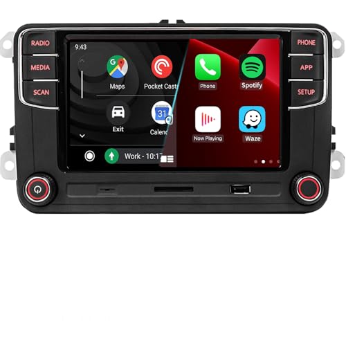 SCUMAXCON RCD360 PRO3S Autoradio Drahtloses Carplay Android Auto für VW Golf 5 6 Polo5 Passat, Tiguan, T5, CC Caddy, 6,5Zoll 2DIN Bluetooth Radio Touchscreen USB von SCUMAXCON
