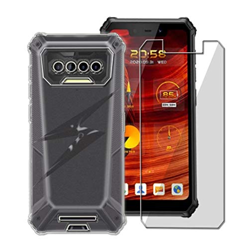 SCXKJL Handyhülle für Oukitel IIIF150 R2022 (5.58 Zoll) Silikon Hülle + Schutzfolie, Transparent TPU Weiche Ultra-dünne Schutzhülle Bumper Case Handyhülle mit 9H Gehärtetes Glas Film von SCXKJL