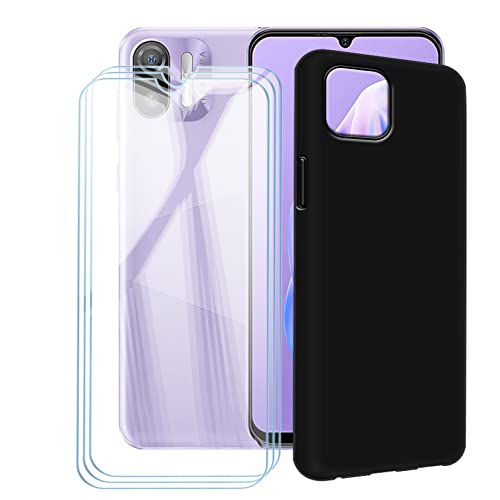 SCXKJL Handyhülle für Ulefone Note 6P (6.10 Zoll) Silikon Hülle + [3 Stück] Schutzfolie, Schwarz TPU Weiche Schutzhülle Bumper Case Handyhülle mit 9H Gehärtetes Glas Film - Schwarz von SCXKJL