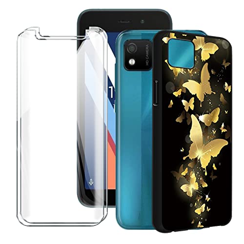 SCXKJL Handyhülle für Wiko Y52 (5.00 Zoll) Silikon Hülle + [2 Stück] Schutzfolie, Schwarz TPU Weiche Schutzhülle Bumper Case Handyhülle mit 9H Gehärtetes Glas Film - CX25 von SCXKJL