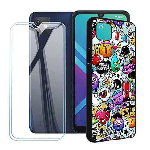 SCXKJL Handyhülle für Wiko Y82 (6.10 Zoll) Silikon Hülle + [2 Stück] Schutzfolie, Schwarz TPU Weiche Schutzhülle Bumper Case Handyhülle mit 9H Gehärtetes Glas Film - CX10 von SCXKJL