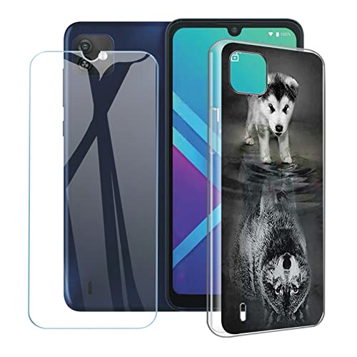 SCXKJL Handyhülle für Wiko Y82 (6.10 Zoll) Silikon Hülle + Schutzfolie, Transparent TPU Weiche Ultra-dünne Schutzhülle, Bumper Case Handyhülle mit 9H Gehärtetes Glas Film - CX23 von SCXKJL