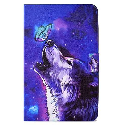 Ooboom Hülle für Lenovo Tab M10 HD(2nd Gen) Tablet 10,1" TB-X306X, PU Leder Flip Smart Cover Schutzhülle Dünn Tasche Brieftasche Wallet Case Ständer Kartenfächer Magnetverschluss - Wolf Schmetterling von SCYENZ