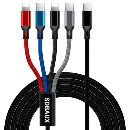 SDBAUX 3A/1,2 M USB C ladekabel Mehrfach, 4 in 1 Nylon Multi USB C Kabel Adapter Mit Dual iP/Typ C/Micro USB Port, Multi Ladekabel Schnellladekabel USB C Kompatibel für iP iPad Samsung Google von SDBAUX