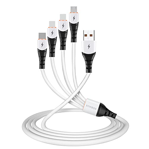 SDBAUX 𝑴𝒖𝒍𝒕𝒊 𝒊𝑷𝒉𝒐𝒏𝒆 𝑳𝒂𝒅𝒆𝒌𝒂𝒃𝒆𝒍 USB C Kabel, 4 in 1 USB Ladekabel USB A auf 2 iP+ 1 Micro USB Kabel+ 1 USB Kabel Typ C, 1.2M USB C Lightning Kabel für iPhone Samsung Google LG von SDBAUX