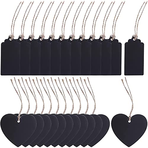 SDFAA 100 Stück schwarze Mini-Tafel, Herz-Holz-Tafel, Geschenkanhänger, kleine Holz-Rechteck-Tafel, doppelseitige Mini-Tafel-Tag, für Geschenk, Gepäcketikett (2 Arten), Mxnnyy215 von SDFAA