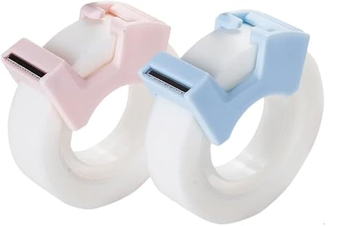 Klebebandabroller, Schreibtisch-Klebebandspender mit 2 Rollen unsichtbarem Klebeband – magischer Klebebandspender for einfaches Schneiden und Reparieren(Blu) von SDGBCXD