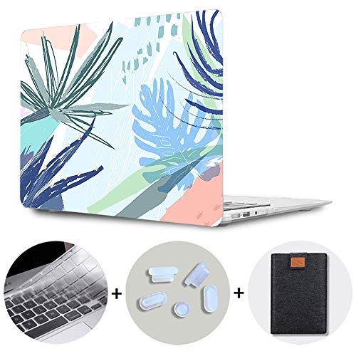 SDH Für MacBook Air 13 Zoll Hülle 2020 Release A2179 mit Retina, Kunststoff Muster Hartschale & Laptop Sleeve Tasche & Tastatur Cover für MacBook Air 13 mit Touch ID, Abstrakte Pflanzen 2 von SDH