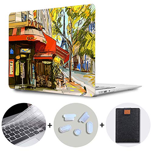 SDH Für MacBook Air 13 Zoll Hülle 2020 Release A2179 mit Retina, Kunststoff Muster Hartschale & Laptop Sleeve Tasche & Tastatur Cover für MacBook Air 13 mit Touch ID, Painting City 6 von SDH