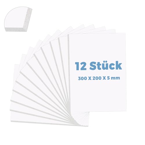 SDLDEER 12 Stück Schaumstoffplatte Weiße, 300 x 200 x 5 mm DIY Hartschaumplatte, Neopren Schaumstoffboards Dick für DIY-Basteln, Modellbau, Kunstpräsentationen und Projekte in Der Schule von SDLDEER
