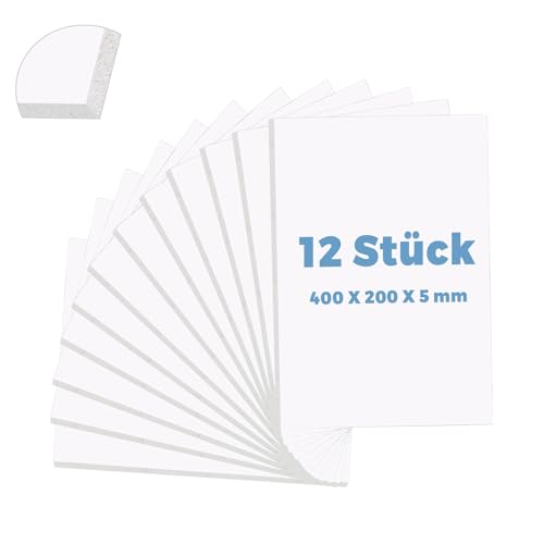 SDLDEER 12 Stück Schaumstoffplatte Weiße, 400 x 200 x 5 mm DIY Hartschaumplatte, Neopren Schaumstoffboards Dick für DIY-Basteln, Modellbau, Kunstpräsentationen und Projekte in Der Schule von SDLDEER