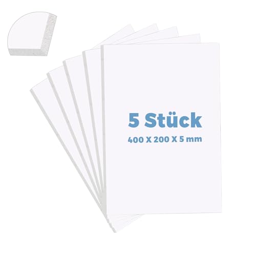 SDLDEER 5 Stück Schaumstoffplatte Weiße, 400 x 200 x 5 mm DIY Hartschaumplatte, Neopren Schaumstoffboards Dick für DIY-Basteln, Modellbau, Kunstpräsentationen und Projekte in Der Schule von SDLDEER
