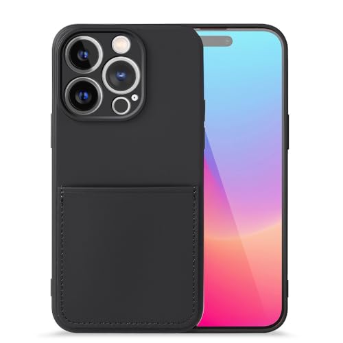 SDTEK Für iPhone 16 Pro Hülle Schlanke Schutzhülle Handy Mit Kartenhalter Und Weichem Innenfaserfutter (Schwarz) von SDTEK