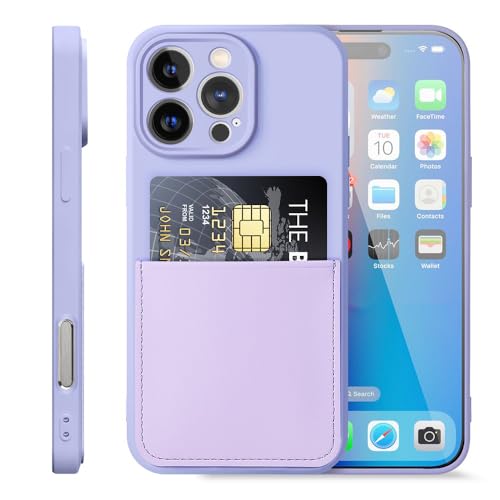 SDTEK Für iPhone 16 Pro Max Hülle Schlanke Schutzhülle Handy Mit Kartenhalter Und Weichem Innenfaserfutter (Lila) von SDTEK