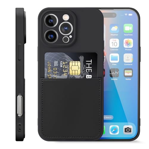 SDTEK Für iPhone 16 Pro Max Hülle Schlanke Schutzhülle Handy Mit Kartenhalter Und Weichem Innenfaserfutter (Schwarz) von SDTEK