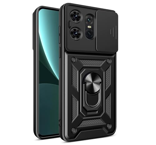 SDTEK Hülle Für Motorola Moto Edge 50 Pro Robustes, Robustes Cover Mit Kameraobjektivschutz Integriertem Magnetringhalter (Schwarz) von SDTEK