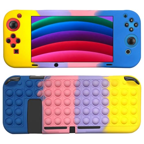 SDTEK Hülle Für Nintendo Switch, Bubble Fidget Pop Weiche Handyhülle Silikon Schutzhülle (Regenbogen) von SDTEK