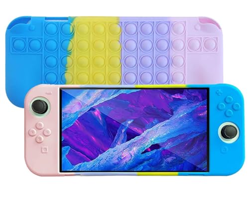 SDTEK Hülle Für Nintendo Switch OLED, Bubble Fidget Pop Weiche Handyhülle Silikon Schutzhülle (Regenbogen) von SDTEK