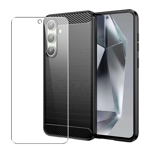 SDTEK Hülle Für Samsung Galaxy S24 FE Schutzhülle 360 Protection Karbon Cover Mit Schutzfolie Glas Displayschutz Case Handyhülle von SDTEK