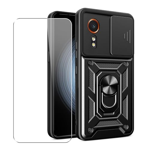 SDTEK Hülle Für Samsung Galaxy Xcover 7 Handyhülle Kameraobjektivschutz, Ständer, Magnetringhalter Glas Displayschutzfolie (Schwarz) von SDTEK