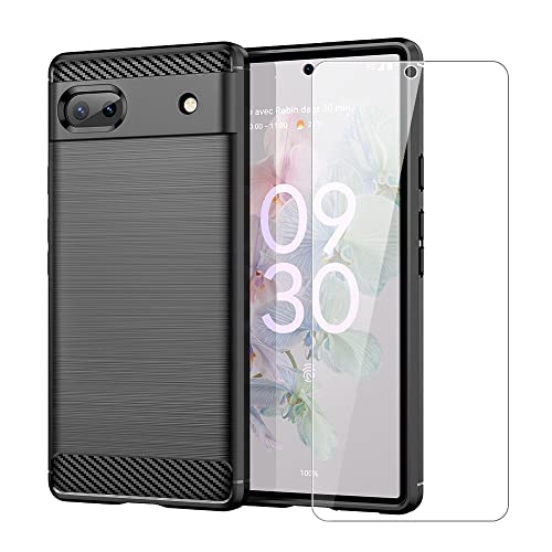 SDTEK Hülle Kompatibel mit Google Pixel 6a, Schutzhülle 360 Protection Karbon Cover Mit Schutzfolie Glas Displayschutz Case Handyhülle von SDTEK