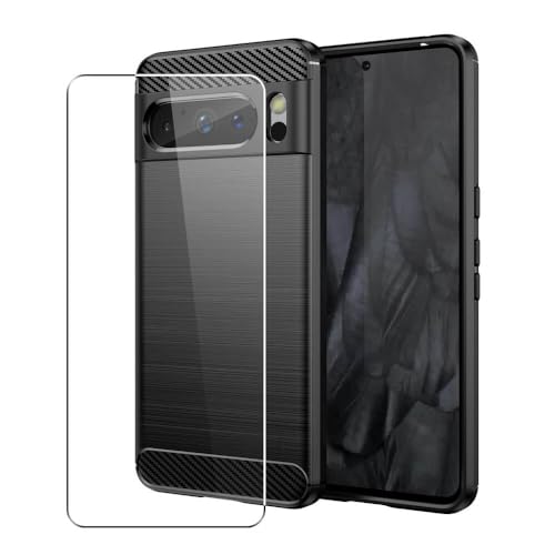 SDTEK Hülle Kompatibel mit Google Pixel 8 Pro, Schutzhülle 360 Protection Karbon Cover Mit Schutzfolie Glas Displayschutz Case Handyhülle von SDTEK