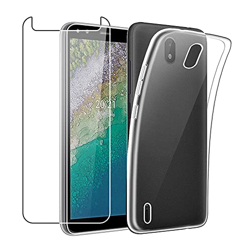 SDTEK Hülle Kompatibel mit Nokia C01 Plus, 360 Grad Klarer Schutzhülle Gelschutz + Glas Schutzfolie Handyhülle Case Cover von SDTEK