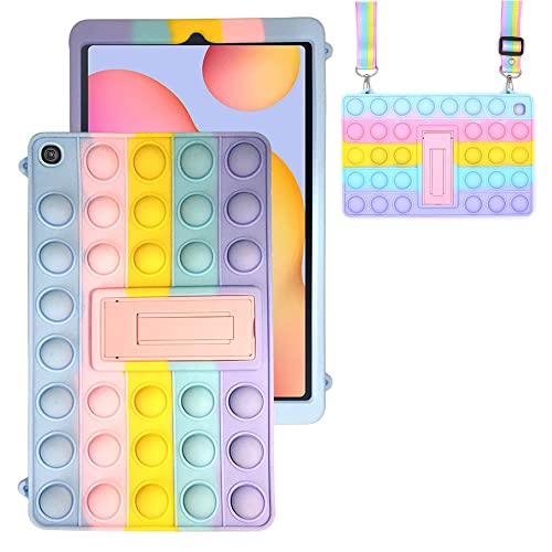 SDTEK Hülle Kompatibel mit Samsung Galaxy Tab S6 Lite, Bubble Fidget Pop Weiche Handyhülle Silikon Schutzhülle (Regenbogen) von SDTEK