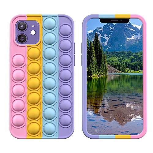 SDTEK Hülle Kompatibel mit iPhone 12 / iPhone 12 Pro, Bubble Fidget Pop Weiche Handyhülle Silikon Schutzhülle (Regenbogen) von SDTEK