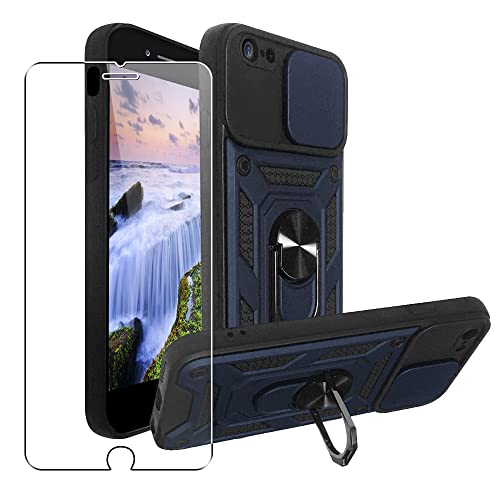 SDTEK Hülle Kompatibel mit iPhone 6 / 6s, Handyhülle Kameraobjektivschutz, Ständer, Magnetringhalter Glas Displayschutzfolie (Marine) von SDTEK