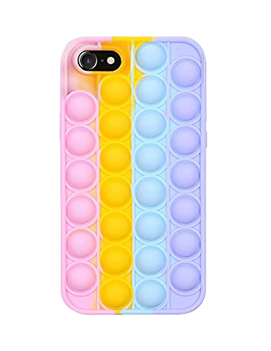 SDTEK Hülle Kompatibel mit iPhone SE 2022/2020, iPhone 7/8 / 6s / 6, Bubble Fidget Pop Weiche Handyhülle Silikon Schutzhülle (Regenbogen) von SDTEK