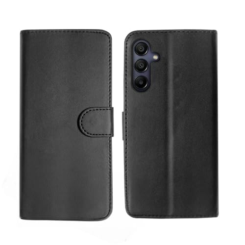 SDTEK Hülle für Samsung Galaxy A15, Tasche Leder Flip Case Brieftasche Book Schutzhülle Handyhülle (Schwarz) von SDTEK