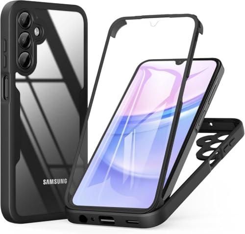 SDTEK Hülle für Samsung Galaxy A16 Ganzkörperhülle Mit Integrierter Displayschutzfolie Für Vorder Und Rückseite 360 (Schwarz) von SDTEK