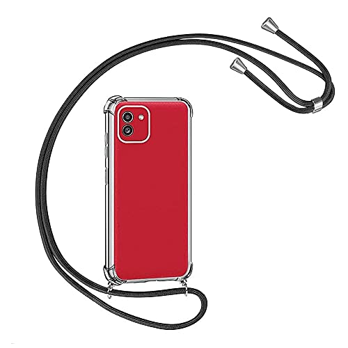 SDTEK Lanyard Case Kompatibel mit Samsung Galaxy A03, Handyhülle Zum Umhängen Mit Riemen Und Stoßdämpfendem Gel-Schutz Gegen Herunterfallen Transparent von SDTEK