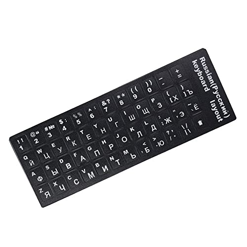 SDTEK Russische Tastatur-Aufkleber, gefrostete Buchstaben, Etiketten, schwarz, universell Kompatibel mit PC, Laptop, Notebook von SDTEK