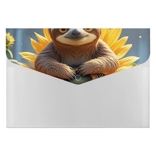 Dateiordner 6 Taschen Kunststoff Cartoon Sitzen auf Sonnenblume Gedruckt Ordner Dateiordner Brief Größe Tragbare Ordner Filing Organizer von SDTKLHW