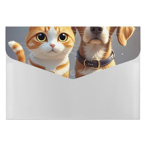 Dateiordner 6 Taschen Kunststoff Katzen und Hunde Gedruckt Ordner Dateiordner Brief Größe Tragbare Ordner Archivieren Organizer von SDTKLHW