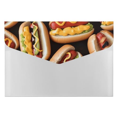 Dateiordner 6 Taschen Kunststoff Spaß Lebensmittel Hotdogs Gedruckt Ordner Dateiordner Brief Größe Tragbare Ordner Filing Organizer von SDTKLHW