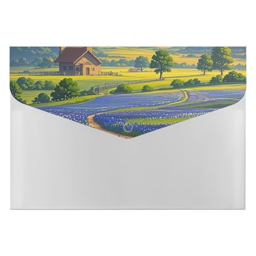 Dateiordner 6 Taschen Kunststoff Texas Bluebonnets Landschaft Gedruckte Ordner Dateiordner Brief Größe Tragbare Ordner Archivieren Organizer von SDTKLHW