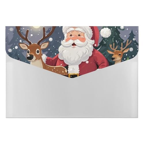Dateiordner 6 Taschen Kunststoff Weihnachtsmann und Hirsch Jeder Gedruckte Ordner Dateiordner Brief Größe Tragbare Ordner Archivieren Veranstalter von SDTKLHW